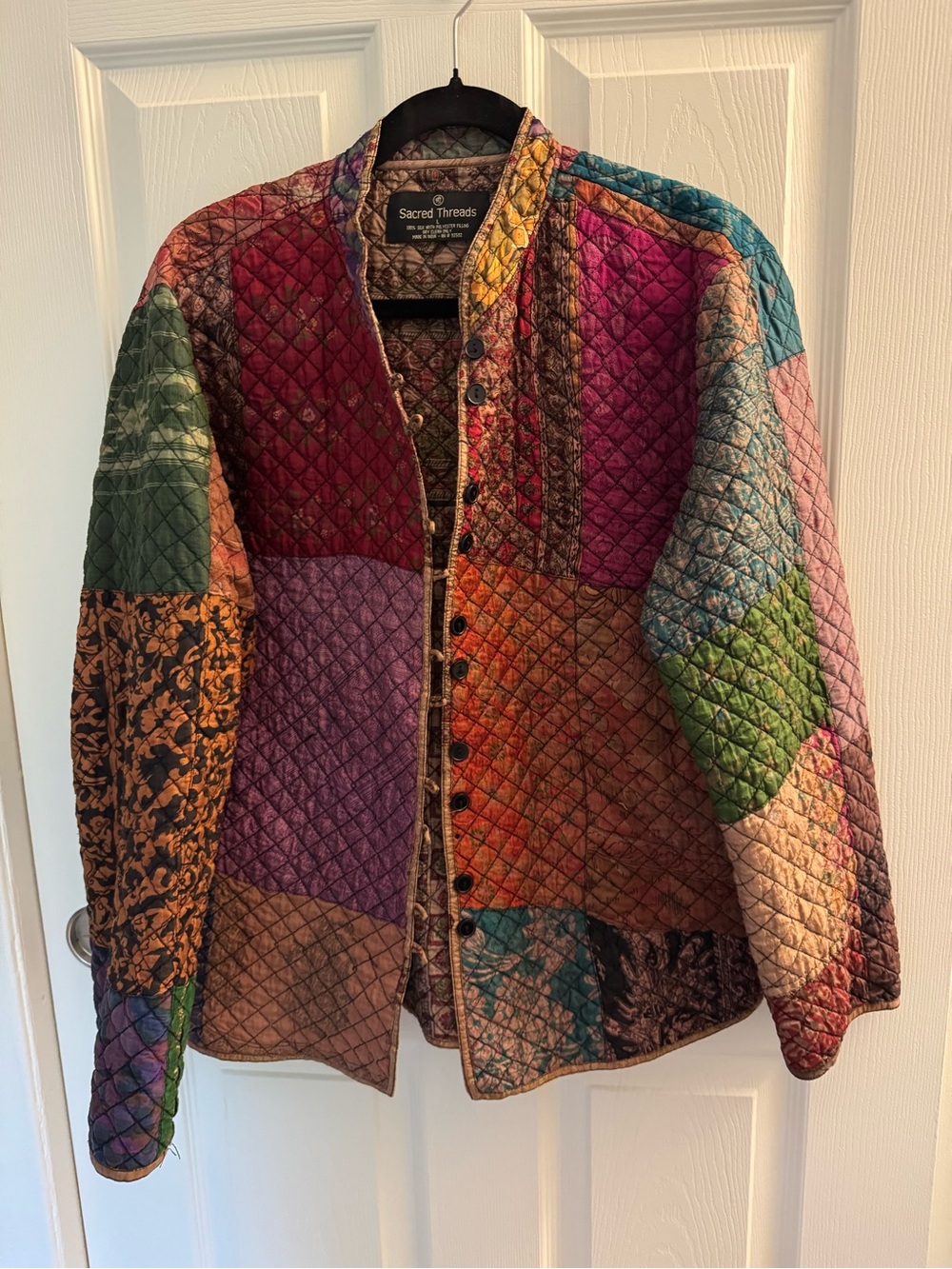 Sacred Threads Multicolor Quilted Patchwork Bomber Jacket